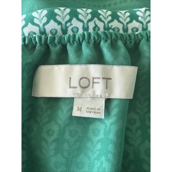 LOFT Lined Floral Camisole Tank Green White Size Medium - Picture 4 of 6